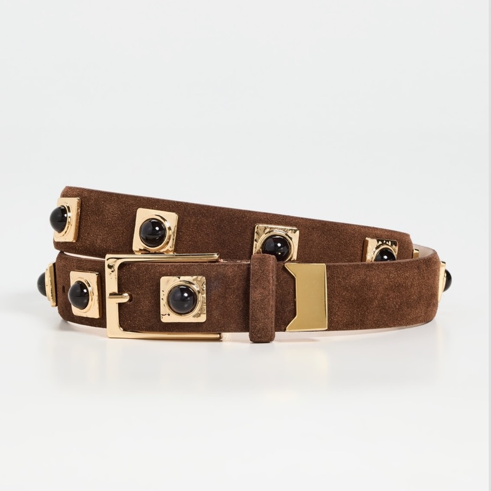 Aureum Collective No.2 Chocolate Suede Studded belt
